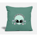 Kawaii Alien Too Cute For This World Cypress Green Pillow